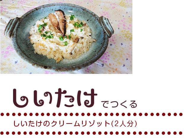 しいたけのクリームリゾット(2人分)